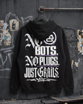 TRACQ. - "NO BOTS NO PLUGS JUST GRAILS" Heavy Oversized Hoodie