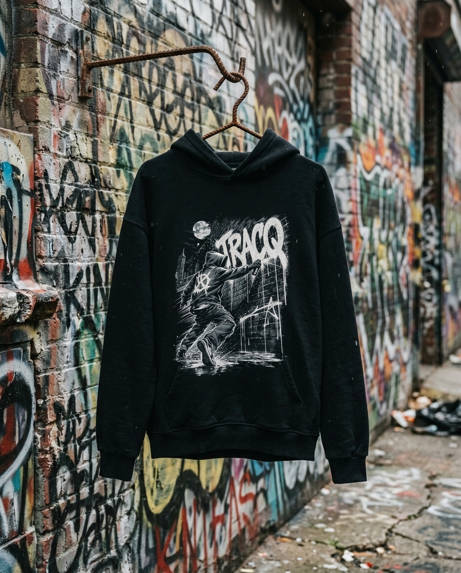 TRACQ. - "SPRAY TAG GHOST" Heavy Oversized Hoodie