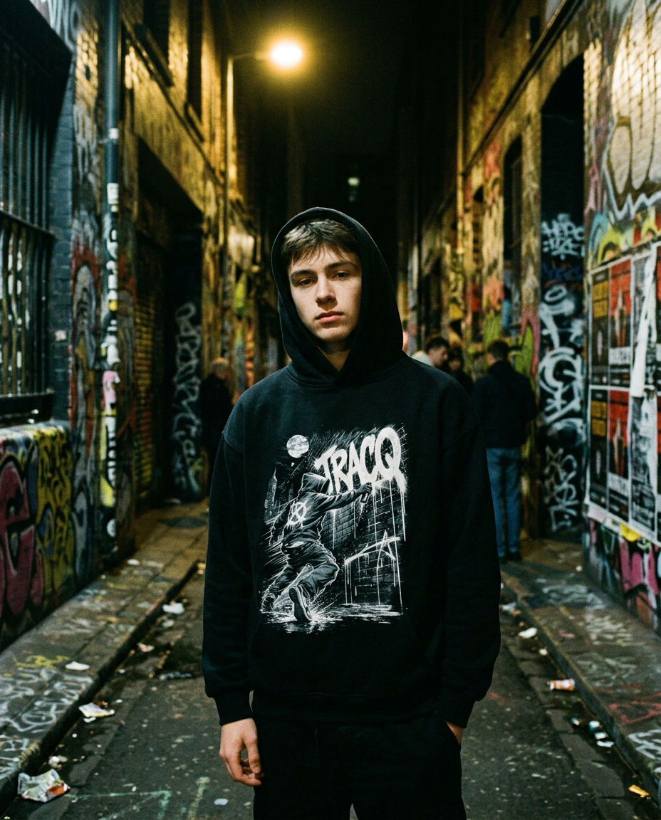 TRACQ. - "SPRAY TAG GHOST" Heavy Oversized Hoodie